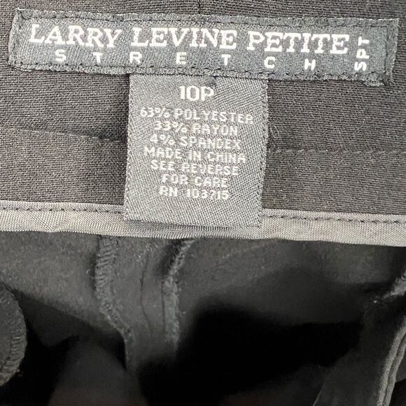 Larry Levine Petite Stretch Dress Pants Womens 10P Black Straight Loose Leg - Picture 5 of 5